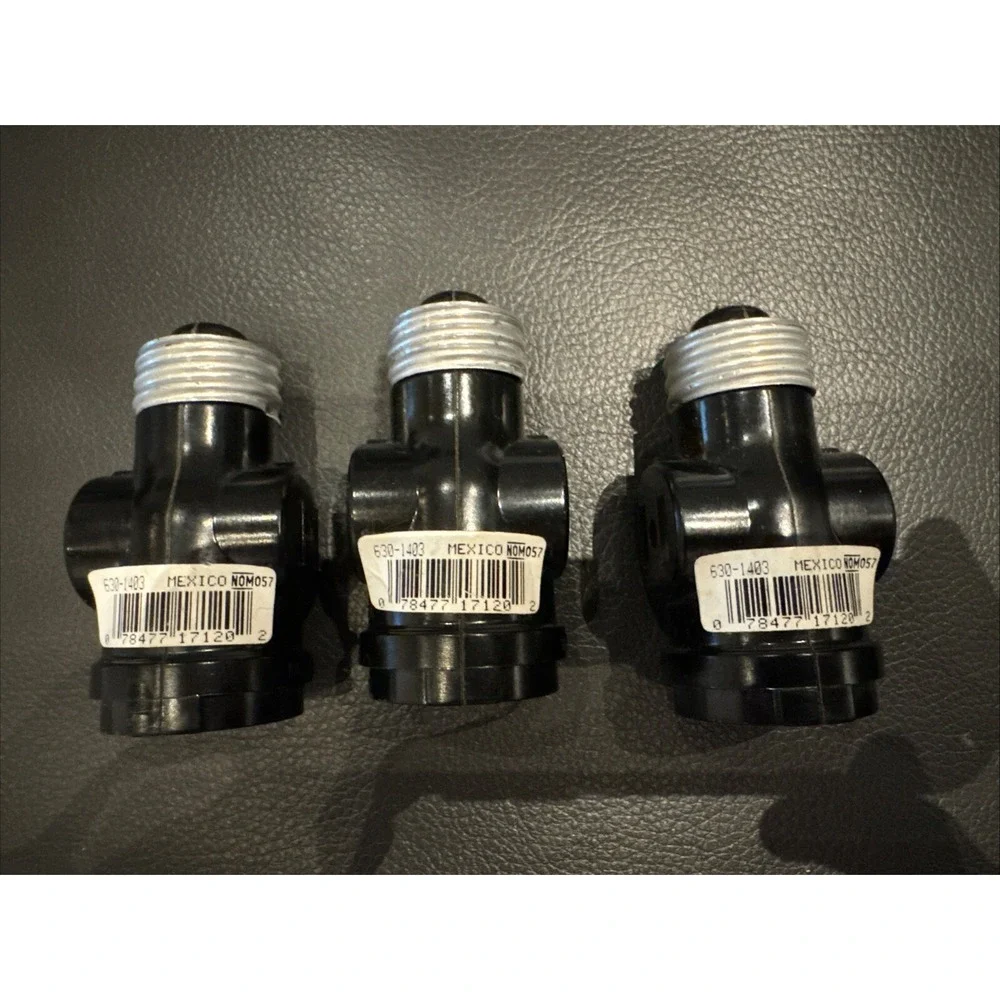 3 Leviton Two Outlet & Socket Adapters Keyless Black NEW FAST SHIP